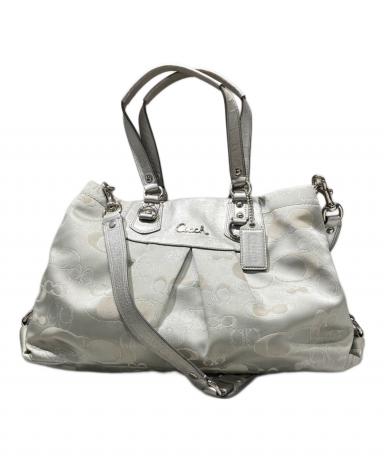 中古・古着通販】COACH (コーチ) シグネチャー 2WAYバッグ シルバー 