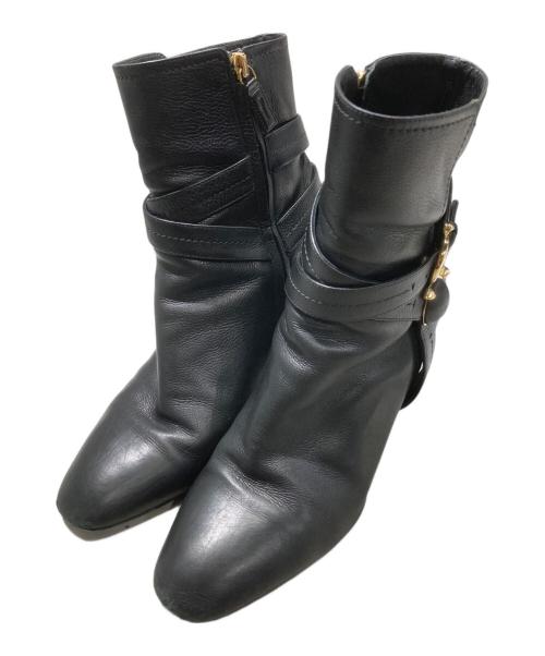 Salvatore Ferragamo（サルヴァトーレ フェラガモ）Salvatore Ferragamo (サルヴァトーレ フェラガモ) レザーアンクルブーツ ブラック サイズ:8Dの古着・服飾アイテム