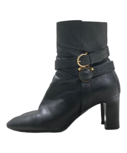 Salvatore Ferragamo（サルヴァトーレ フェラガモ）Salvatore Ferragamo (サルヴァトーレ フェラガモ) レザーアンクルブーツ ブラック サイズ:8Dの古着・服飾アイテム