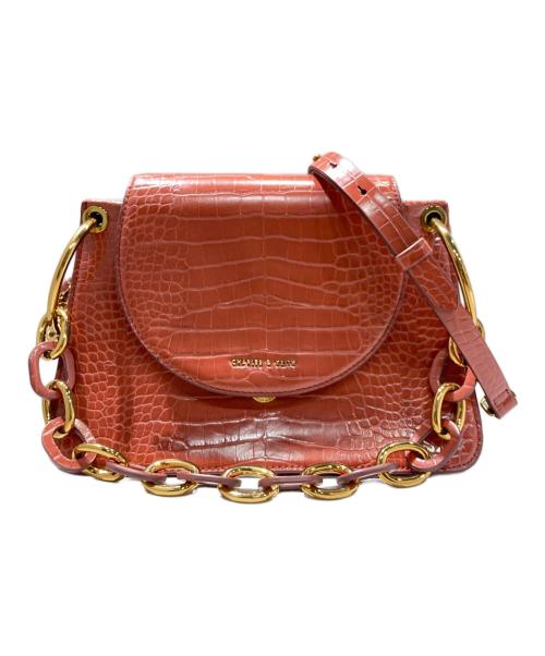 CHARLES & KEITH（チャールズアンドキース）CHARLES & KEITH (チャールズアンドキース) クロックエフェクト チャンキーチェーンバッグ レッドの古着・服飾アイテム