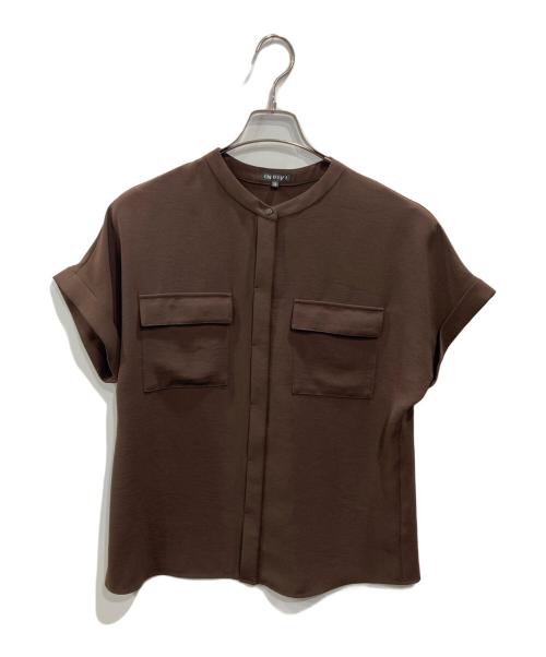 INDIVI（インディヴィ）INDIVI (インディヴィ) 胸ポケット付Tブラウス ブラウン サイズ:SIZE 38の古着・服飾アイテム