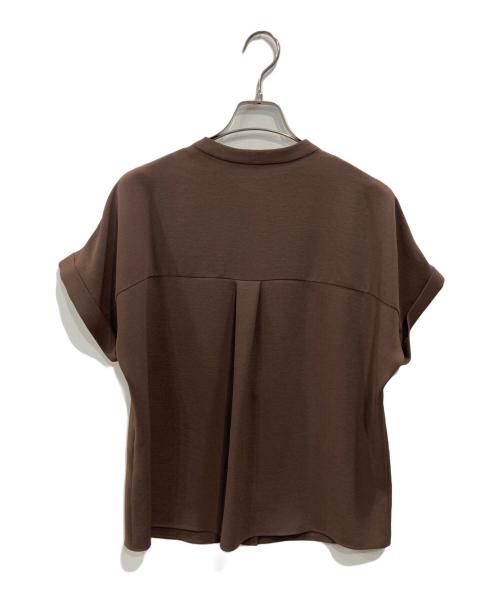 INDIVI（インディヴィ）INDIVI (インディヴィ) 胸ポケット付Tブラウス ブラウン サイズ:SIZE 38の古着・服飾アイテム