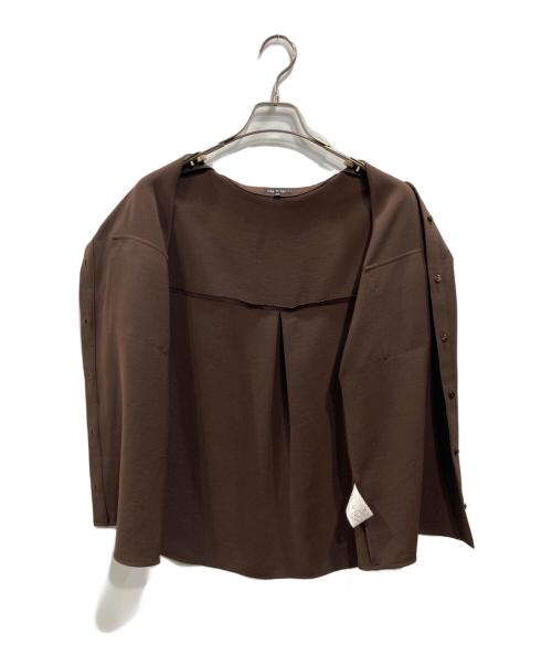 INDIVI（インディヴィ）INDIVI (インディヴィ) 胸ポケット付Tブラウス ブラウン サイズ:SIZE 38の古着・服飾アイテム