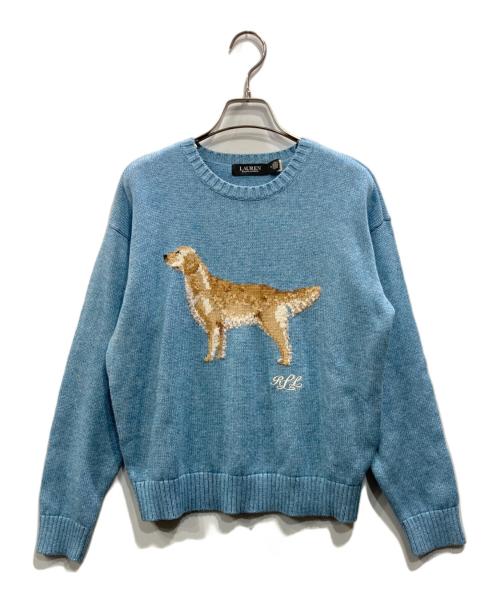 LAUREN RALPH LAUREN（ローレン ラルフ ローレン）LAUREN RALPH LAUREN (ローレン ラルフ ローレン) ゴールデンレトリバー インターシャニット ブルー サイズ:Mの古着・服飾アイテム