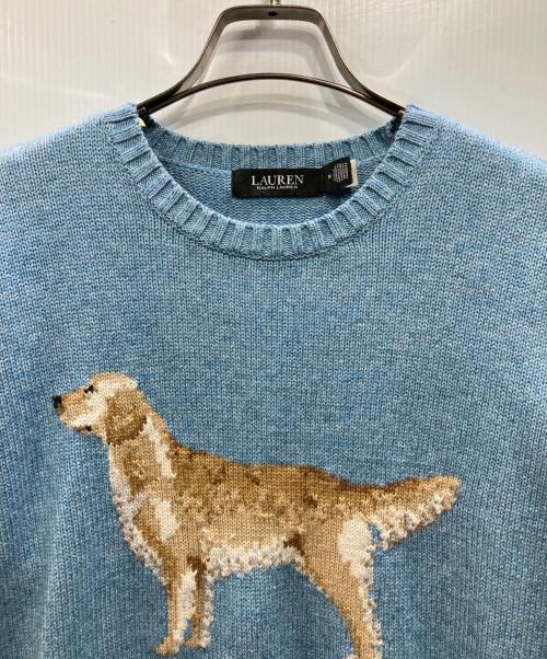 LAUREN RALPH LAUREN（ローレン ラルフ ローレン）LAUREN RALPH LAUREN (ローレン ラルフ ローレン) ゴールデンレトリバー インターシャニット ブルー サイズ:Mの古着・服飾アイテム