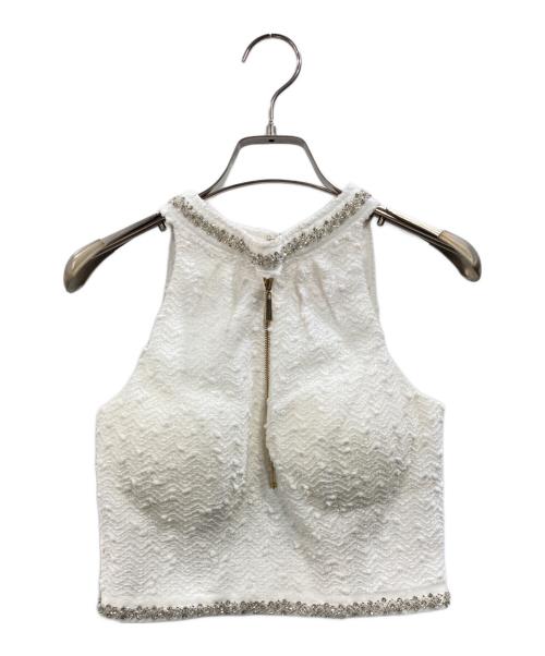 an♡（アン）an♡ (アン) バストジップ ビジューセットアップ ホワイト サイズ:Sの古着・服飾アイテム
