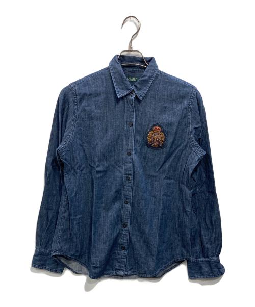 LAUREN RALPH LAUREN（ローレン ラルフ ローレン）LAUREN RALPH LAUREN (ローレン ラルフ ローレン) 校章 デニムシャツ インディゴ サイズ:Mの古着・服飾アイテム