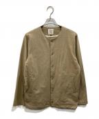 JACKMANジャックマン）の古着「Stretch Collarless Jacket」｜カーキ