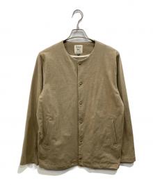 JACKMAN（ジャックマン）の古着「Stretch Collarless Jacket」｜カーキ