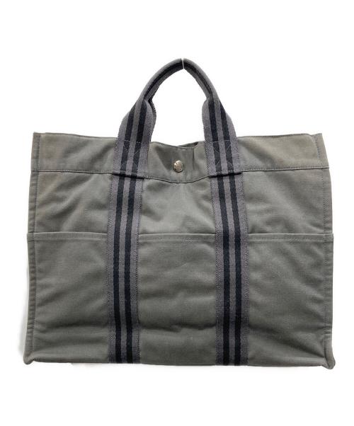 HERMES（エルメス）HERMES (エルメス) エールライン トートバッグ グレー×ブラックの古着・服飾アイテム