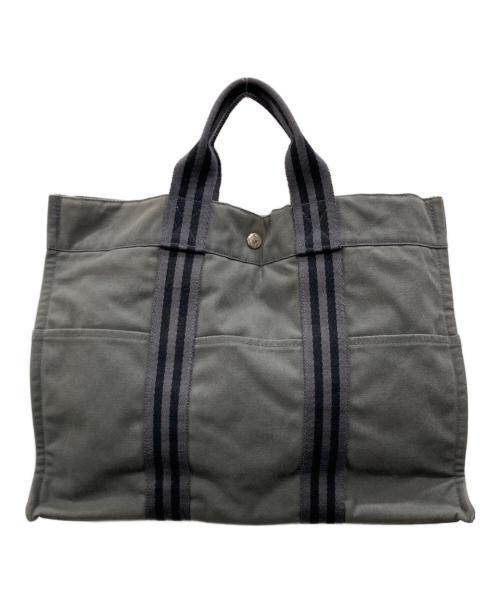 HERMES（エルメス）HERMES (エルメス) エールライン トートバッグ グレー×ブラックの古着・服飾アイテム