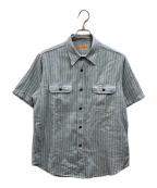 SUGAR CANEシュガーケーン）の古着「DOBBY STRIPE WORK SHIRT（ドビーストライプ ワークシャツ）」｜ブルー