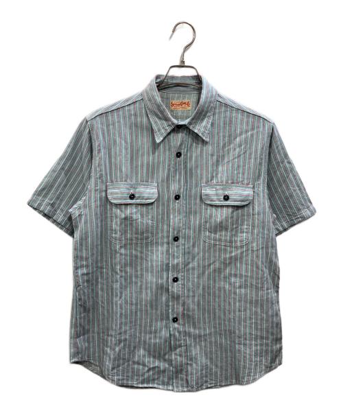 SUGAR CANE（シュガーケーン）SUGAR CANE (シュガーケーン) DOBBY STRIPE WORK SHIRT（ドビーストライプ ワークシャツ） ブルー サイズ:SIZE Mの古着・服飾アイテム