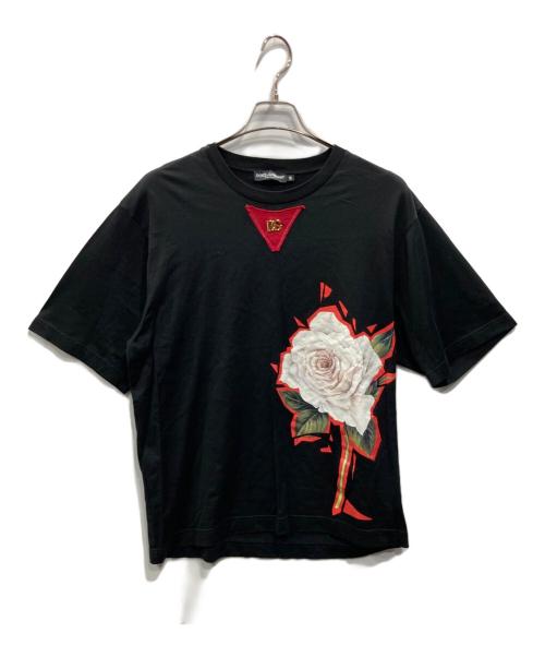 DOLCE & GABBANA（ドルチェ＆ガッバーナ）DOLCE & GABBANA (ドルチェ＆ガッバーナ) DG フローラルプリントTシャツ ブラック サイズ:48の古着・服飾アイテム