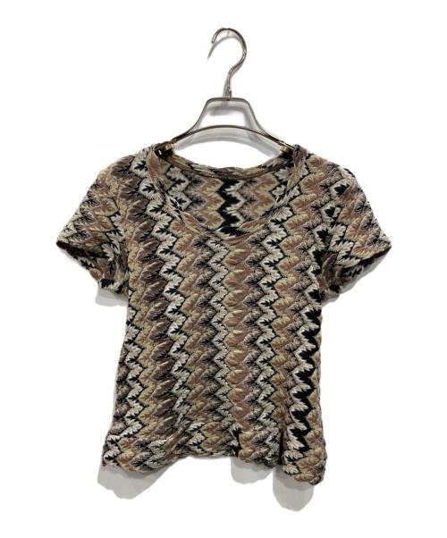 HaaT ISSEY MIYAKE（ハート イッセイ ミヤケ）Haat ISSEY MIYAKE (ハート イッセイ ミヤケ) ジャカードトップス ブラウン サイズ:2の古着・服飾アイテム