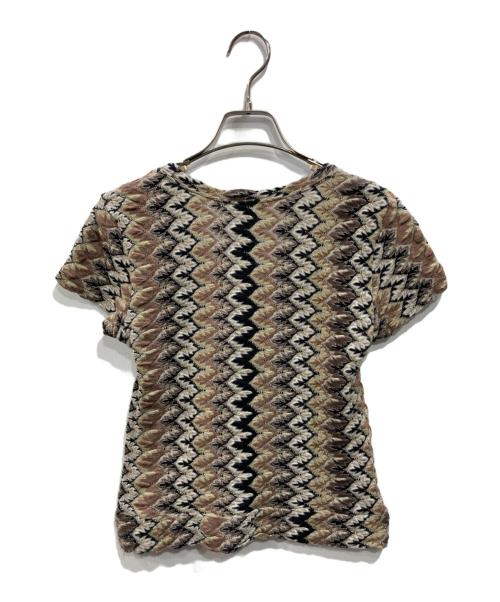 HaaT ISSEY MIYAKE（ハート イッセイ ミヤケ）Haat ISSEY MIYAKE (ハート イッセイ ミヤケ) ジャカードトップス ブラウン サイズ:2の古着・服飾アイテム