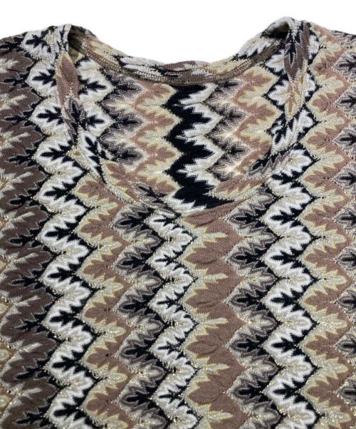 HaaT ISSEY MIYAKE（ハート イッセイ ミヤケ）Haat ISSEY MIYAKE (ハート イッセイ ミヤケ) ジャカードトップス ブラウン サイズ:2の古着・服飾アイテム