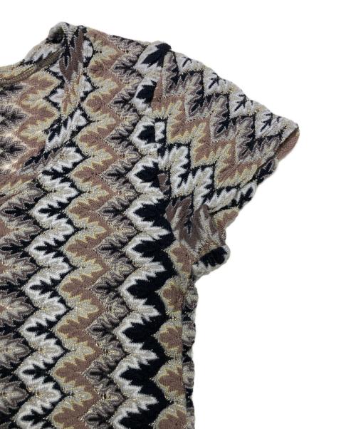 HaaT ISSEY MIYAKE（ハート イッセイ ミヤケ）Haat ISSEY MIYAKE (ハート イッセイ ミヤケ) ジャカードトップス ブラウン サイズ:2の古着・服飾アイテム