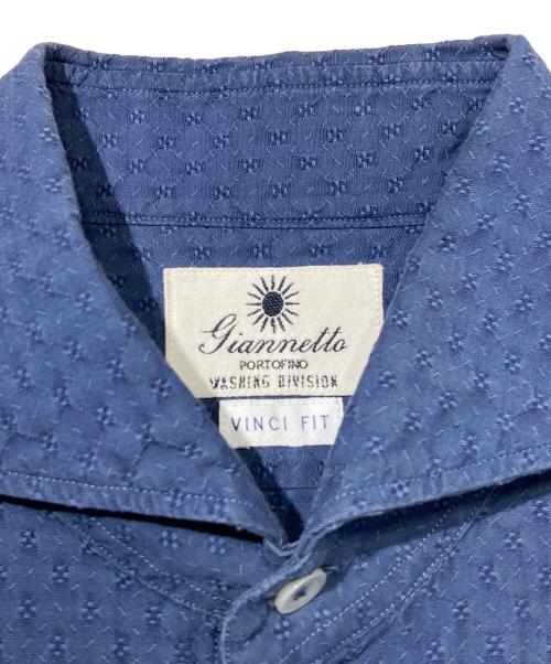 giannetto（ジャンネット）giannetto (ジャンネット) VINCI FIT ホリゾンタルカラーシャツ ネイビー サイズ:Mの古着・服飾アイテム