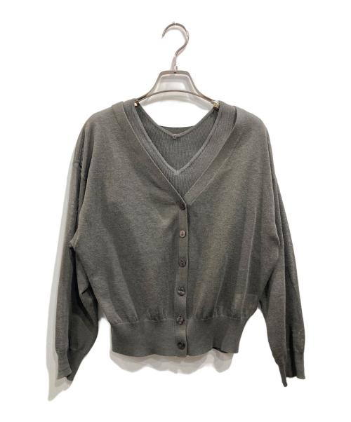 JUSGLITTY（ジャスグリッティー）JUSGLITTY (ジャスグリッティー) シアーカーデVアンサンブル グレー サイズ:2の古着・服飾アイテム
