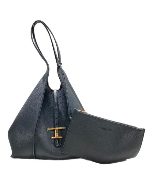 TOD'S（トッズ）TOD'S (トッズ) Tタイムレス レザー ショッピングバッグ ミディアム ブラックの古着・服飾アイテム