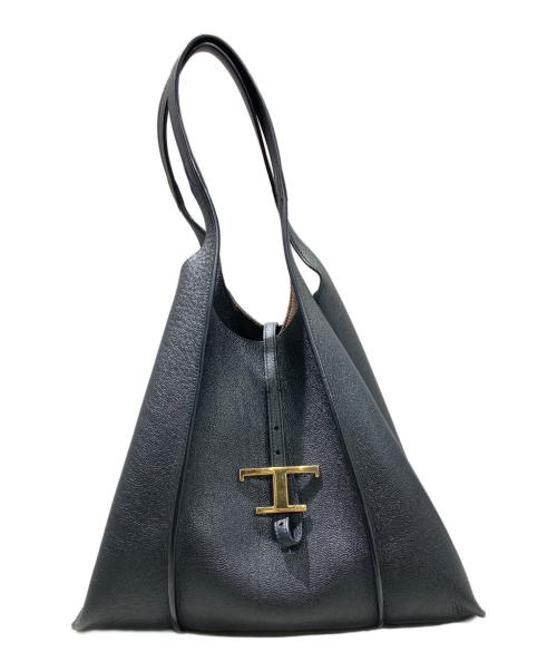 TOD'S（トッズ）TOD'S (トッズ) Tタイムレス レザー ショッピングバッグ ミディアム ブラックの古着・服飾アイテム