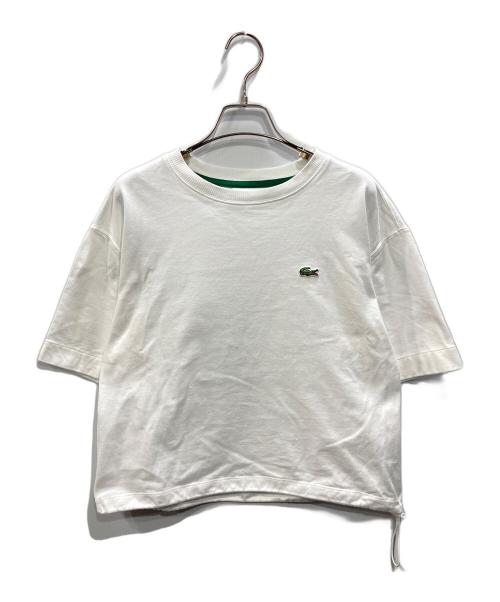 LACOSTE（ラコステ）LACOSTE (ラコステ) 裾口ドローストリング入りクロップドTシャツ ホワイト サイズ:36の古着・服飾アイテム