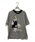 Yuko Higuchiユウコ ヒグチ）の古着「Tシャツ しましまどじょう飼っていい？」｜ブラック×ホワイト