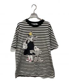 Yuko Higuchi（ユウコ ヒグチ）の古着「Tシャツ しましまどじょう飼っていい？」｜ブラック×ホワイト