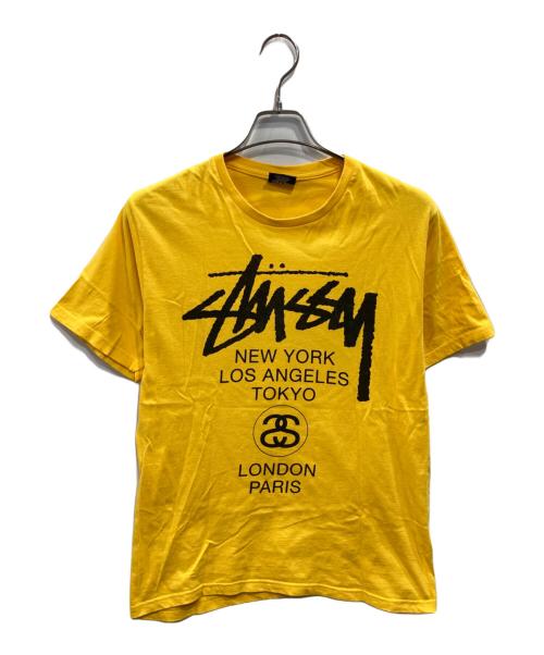 stussy（ステューシー）stussy (ステューシー) WORLD TOUR TEE イエロー サイズ:Mの古着・服飾アイテム