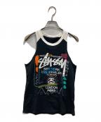 stussyステューシー）の古着「World Tour Tank Top（ワールドツアータンクトップ）」｜ブラック