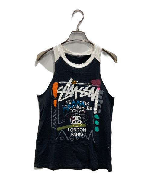 stussy（ステューシー）stussy (ステューシー) World Tour Tank Top（ワールドツアータンクトップ） ブラック サイズ:SIZE XSの古着・服飾アイテム