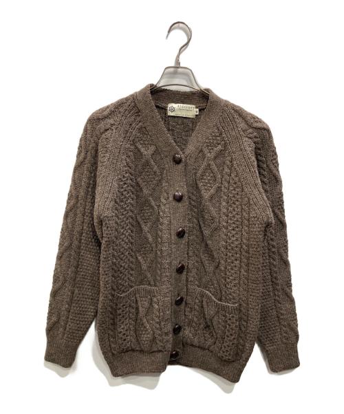 Alderney（アルダニー）Alderney (アルダニー) フィッシャーマン ケーブルニットカーディガン ブラウン サイズ:SIZE 38の古着・服飾アイテム