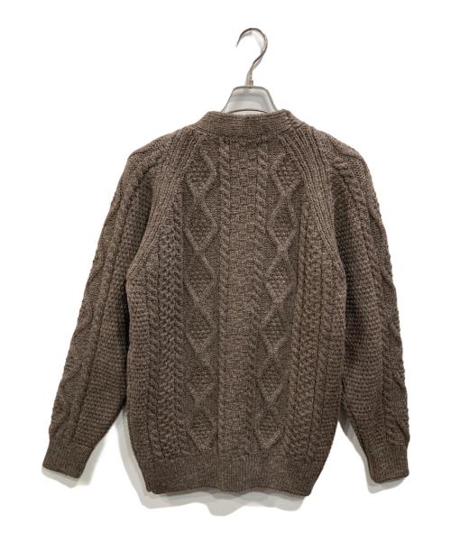 Alderney（アルダニー）Alderney (アルダニー) フィッシャーマン ケーブルニットカーディガン ブラウン サイズ:SIZE 38の古着・服飾アイテム