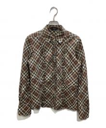 DAKS LONDON（ダックスロンドン）の古着「ハウスチェック フリルシャツ」｜マルチカラー