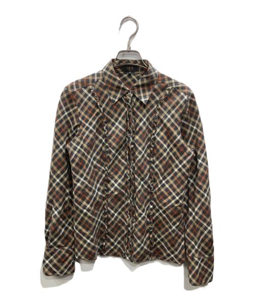 DAKS LONDON（ダックスロンドン）DAKS LONDON (ダックスロンドン) ハウスチェック フリルシャツ マルチカラー サイズ:SIZE 40の古着・服飾アイテム