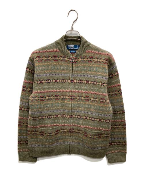 POLO RALPH LAUREN（ポロ・ラルフローレン）POLO RALPH LAUREN (ポロ・ラルフローレン) フェアアイル ジップアップニット グリーン サイズ:Mの古着・服飾アイテム