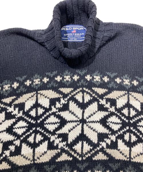 POLO SPORT（ポロスポーツ）POLO SPORT (ポロスポーツ) ノルディック柄タートルネックニット ブラック サイズ:Mの古着・服飾アイテム