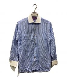 RALPH LAUREN Purple Label（ラルフ ローレン パープル レーベル）の古着「ストライプシャツ」｜ブルー