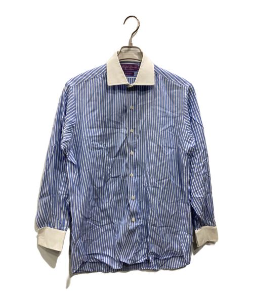 RALPH LAUREN Purple Label（ラルフ ローレン パープル レーベル）RALPH LAUREN PURPLE LABEL (ラルフ ローレン パープル レーベル) ストライプシャツ ブルー サイズ:15－32の古着・服飾アイテム