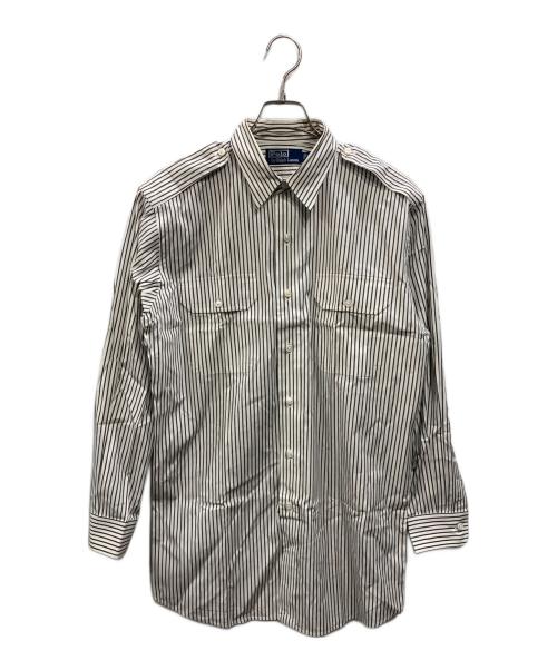 POLO RALPH LAUREN（ポロ・ラルフローレン）POLO RALPH LAUREN (ポロ・ラルフローレン) エポレット付きストライプシャツ ホワイト サイズ:SIZE Mの古着・服飾アイテム