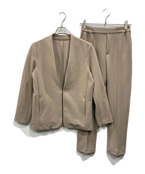 THE SUIT COMPANY SHE（ザスーツカンパニーシー）THE SUIT COMPANY SHE (ザスーツカンパニーシー) ウォッシャブル ジョーゼットストレッチ セットアップ ベージュ サイズ:38/36の古着・服飾アイテム