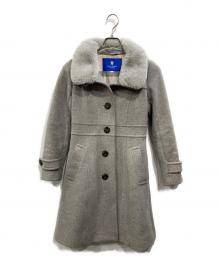 BLUE LABEL CRESTBRIDGE（ブルーレーベルクレストブリッジ）の古着「ファインウールダブルビーバースタンドカラーコート」｜グレー