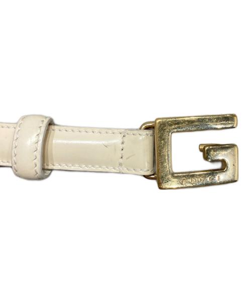 GUCCI（グッチ）GUCCI (グッチ) Gバックル レザーベルト アイボリー サイズ:SIZE 26/65の古着・服飾アイテム