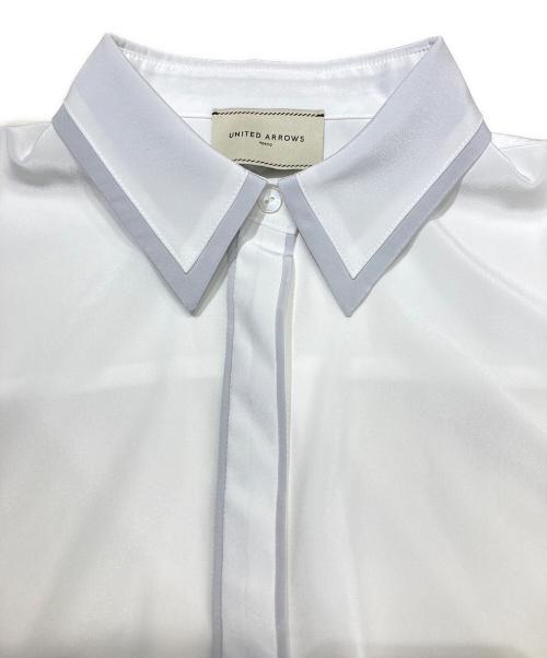 UNITED ARROWS（ユナイテッドアローズ）UNITED ARROWS (ユナイテッドアローズ) バイカラー レギュラーシャツブラウス ホワイト×グレー サイズ:FREEの古着・服飾アイテム