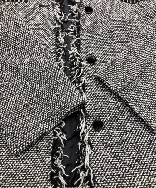UNITED ARROWS（ユナイテッドアローズ）UNITED ARROWS (ユナイテッドアローズ) 2トーン ツイードライク ノーカラー ジャケット ホワイト×ブラック サイズ:38の古着・服飾アイテム