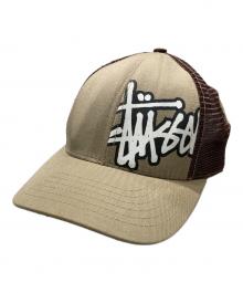 stussy（ステューシー）の古着「オールドロゴプリントメッシュキャップ」｜ベージュ