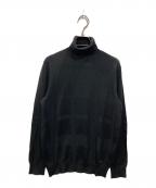 BLACK LABEL CRESTBRIDGEブラックレーベル クレストブリッジ）の古着「シャドーチェックタートルネックニット」｜ブラック