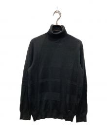 BLACK LABEL CRESTBRIDGE（ブラックレーベル クレストブリッジ）の古着「シャドーチェックタートルネックニット」｜ブラック