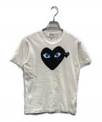 PLAY COMME des GARCONSプレイコムデギャルソン）の古着「BLACK DOUBLE HEART S/S TEE」｜ホワイト